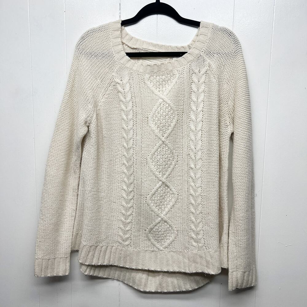 Cupcakes & Cashmere fisherman sweater in cream, Size Large
